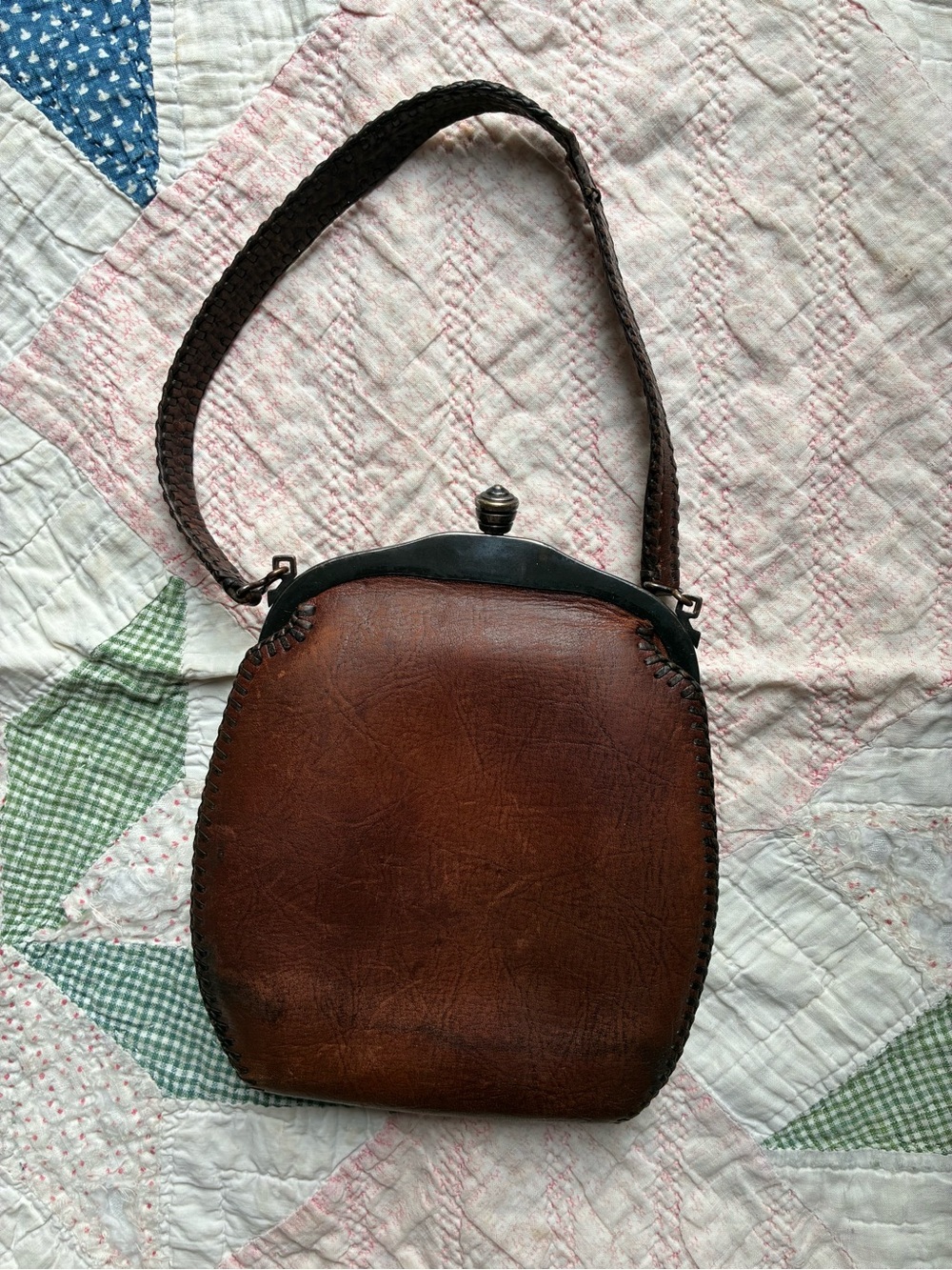 Antique Rare Early 1900s Leather Nacona Purse Art Nouveau As Is - Picture 2 of 13